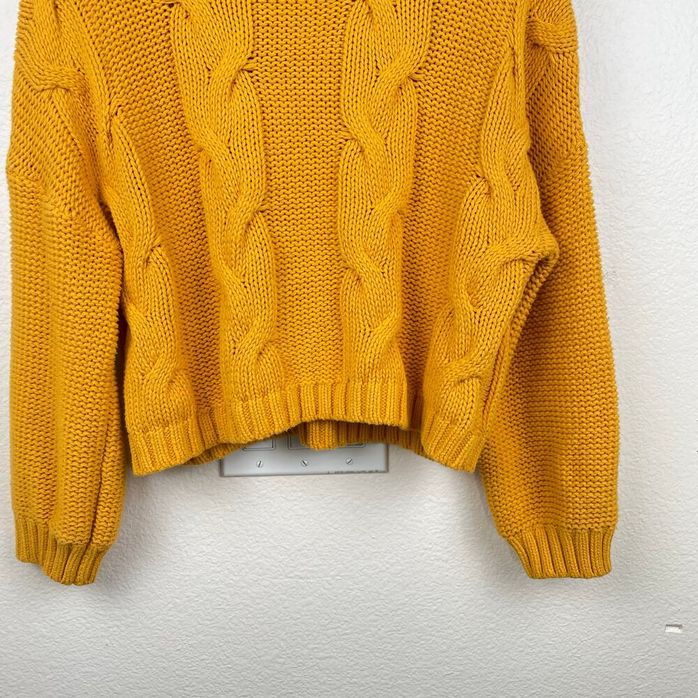 Womens Sweater Sz M Cable Knit Chunky Thick Cozy Balloon Sleeves Oversized Cabin - Picture 5 of 7